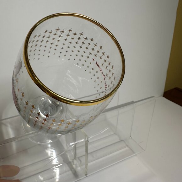 Stella Artois Glass with Gold Rim and Stars / Enjoy The Present Drinking Glass - Picture 7 of 8